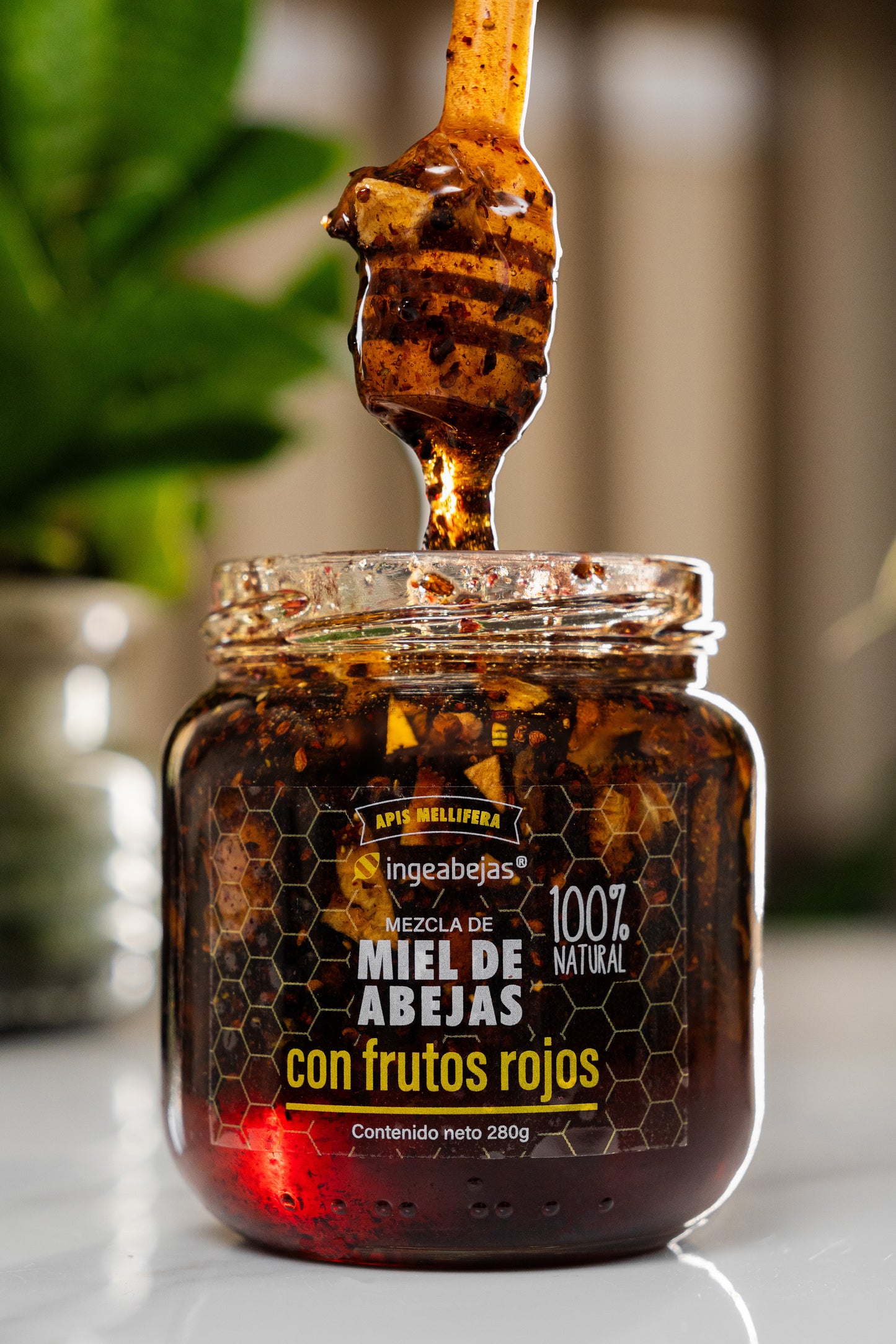 Miel de abejas con frutos rojos